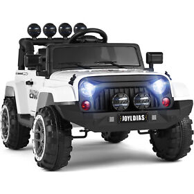 12v Kids Ride On Truck White Electric Car Music Led Storage Space With Rc