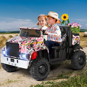 24v Camo Pink Ride On Car 3 Speeds Tractor With Trailer Dump Bed Bluetooth Rc