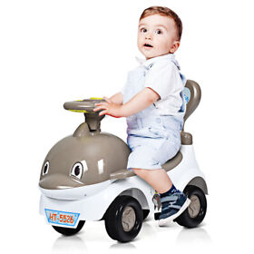 3-in-1baby Walker Sliding Car Pushing Cart Toddler Ride On Toy With Sound Grayblue