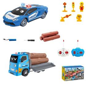 Affiliate K671 Remote Control Sedan-style Police Car And Dump Truck Toy Set - Construction V