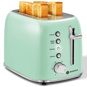 Aigostar B30202y16 Toaster 2 Slice Retro Stainless Steel 1.6 Inch Extra Wide S