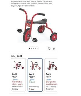 Angeles Pop1244-122024sh Classicrider Kids Tricycle Red 3 Wheels Ages 2 Airless Tires Pop1244