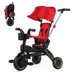 Anna Queen B0dnf1664c Baby Tricycle 5 In 1 Compact Folding Toddler Bike With Removable Push Handle Fol