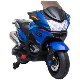 Aosom 370-233v80bu 12v Kids Electric Motorcycle With Training Wheels Battery Power Ride O