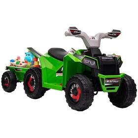 370-277v80gn Aosom Kids Atv Quad Car With Back Trailer 6v Electric Ride On Forwa
