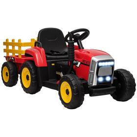 Aosom 370-281v80rd 12v Ride On Tractor With Trailer 25w Dual Motors Battery Powered Elec
