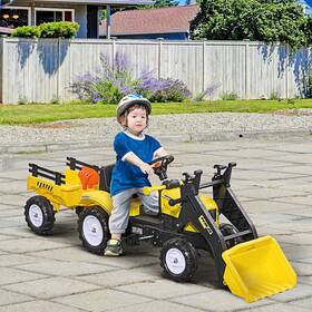 Aosom Us341-019v00yl0141 Ride-on Kids Bulldozer With Real Working Dirt Bucket