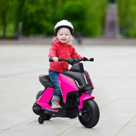Aosom Us370-168v80pk0146 6v Electric Kids Ride-on Motorcycle With Headlights Training Wheels Music