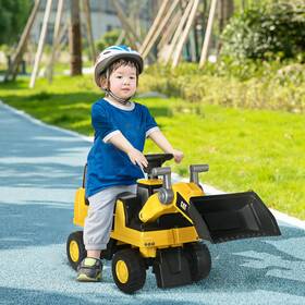 Aosom Us370-262v00yl0146 Cat Licensed Ride-on Excavator For Kids With Manual Shovel Yellow