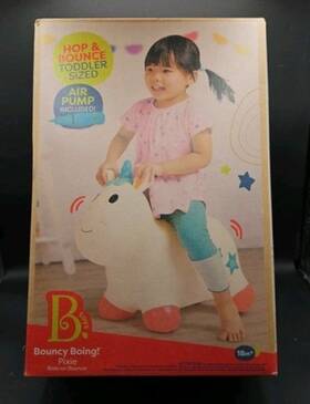 B. Toys 062243492028 B. Toddler-sized Bouncy Unicorn Ride-on With Air Pump