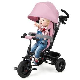 Us-2hcst00638 Babyjoy 6-in-1 Baby Tricycle Toddler Trike With Adjustable Canopy 5-point Safety Harness