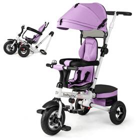 Us-2hcst07912 Babyjoy 5-in-1 Folding Trike For Toddlers 1-5 Years Old With Safety Harness Storage