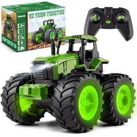 Baysing Tractor001 Remote Control Tractor Toys For Kids 3-5 Light Up Monster Trucks Toy Boy