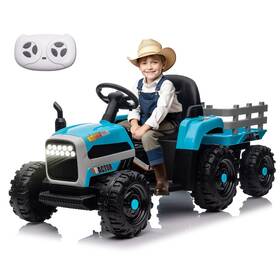 Bcarorur 005-blue 24v Kids Electric Car Ride On Tractor With Remote Led 3 Speed Toy Blue
