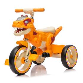 Bcarorur 769016396315 Kids Ride On Tricycle Electric Bike Toys With Flash Wheels Basket Music Led Yellow