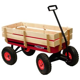Big Foot All Terrain Wagon With Wood Railing Red Off Road Childrens Kids Outdoor