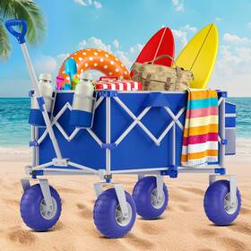Catart 734376891411 Heavy Duty Beach Wagon With Big Wheels For Sand Foldable Cart 400lb Cap