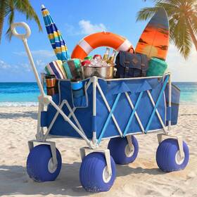 Catart 734376891428 Beach Wagon With Big Wheels For Sand Heavy Duty 350lbs Folding