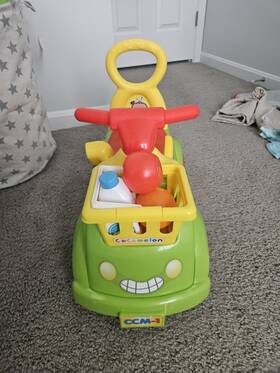 Cocomelon Ccm-1 Green Ride-on Car With Basket And Character Stickers 4 Wheels