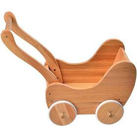 Constructive Playthings 649829178523 Wooden Doll Buggy With Rubber Edged Wheels Ages 3 Years And Up