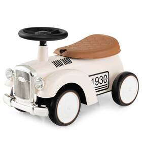 Costway 197867014544 Retro Ride-on Sit To Stand Vehicle Car With Working Steering Wheel - White