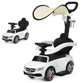 Costway 3 In 1 Ride On Push Car Mercedes Benz Toddler Stroller Sliding Car
