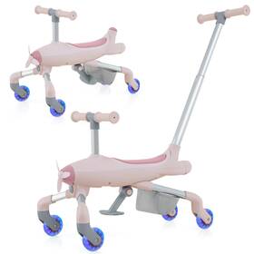 Costway Hcst03026 2-in-1 Kids Ride-on Push Car With Led Lighted Wheels Removable And Adjustable Handle