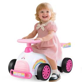 Costway Hcst11151 Kids Ride On Push Car With Music Under-seat Storage Universal Wheels For Boys Girls