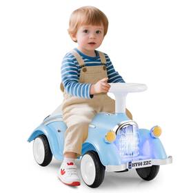 Costway Hcst11152 Kids Ride On Push Car With Steering Wheel Horn And Light Under Seat Storage