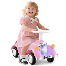 Hcst11153 Costway Kids Ride On Push Car With Steering Wheel Horn And Light Under Seat Storage