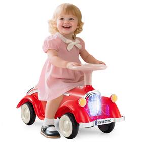 Costway Hcst11154 Kids Ride On Push Car With Steering Wheel Horn And Light Under Seat Storage