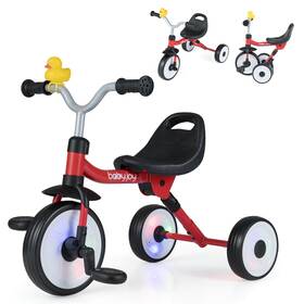 Costway Hcst11576 3-in-1 Kids Tricycle With Lighted Wheels Folding Toddler Trike Adjustable Seat