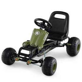 Costway Hcst11776 4-wheel Pedal Go Cart With Safety Hand Brake Steering Wheel And Adjustable Seat