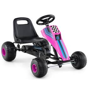 Costway Hcst12520 Pedal Go Kart For Kids 4-wheel Ride On Toy With Steering Wheel And Safe Handbrake