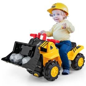 Costway T6631-pta26458 Kids Ride On Excavator With Helmet And 3 Toy Stones For Years Old Big Bucket