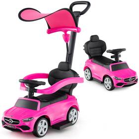 Costway T7957bla26395 3-in-1 Toddler Push Car With Adjustable Canopy Under Seat Storage Realistic Sounds