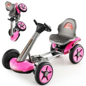 Costway Tq10150us-pi Go Kart Pedal Car Kids Ride On Toys Powered 4-wheels Adjustable Seat Black