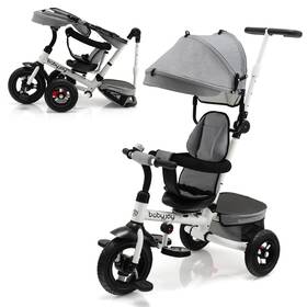 Costway Us-2bc10014gr Folding Baby Tricycle Versatile Stroller With 360 Reversible Seat Grey