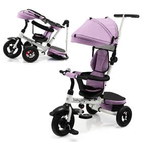Costway Us-2bc10014pi Folding Baby Tricycle Versatile Stroller With 360 Reversible Seat Pink