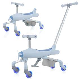 Us-2hcst03025 Costway 2-in-1 Kids Ride-on Push Car With Led Lighted Wheels Removable And Adjustable Handle