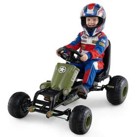 Costway Us-2hcst11776 4-wheel Pedal Go Cart With Safety Hand Brake Steering Wheel And Adjustable Seat