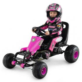 Costway Us-2hcst11777 4-wheel Pedal Go Cart With Safety Hand Brake Steering Wheel And Adjustable Seat