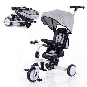 Costway Us-2hcst11799 8-in-1 Toddler Trike With Removable Adjustable Canopy Push Handle Safety Harness
