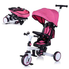Costway Us-2hcst11800 8-in-1 Toddler Trike With Removable Adjustable Canopy Push Handle Safety Harness