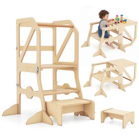 Us-2hcst11903 Costway 2 In 1 Toddler Tower With Removable Safety Bar For Children 3 Years Old Natural Us-2hcst11903 Costway 2 In 1 Toddler Tower With Removable Safety Bar For Children 3 Years Old Natural