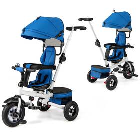 Costzon B0762jz6gr Tricycle 5 In 1 Toddler Bike With Foldable Push Handle Rotatable Seat Eva