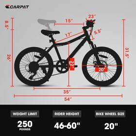 S20101 Earth & Table 950843469233 20 Inch Kids Bike Mountain Ages 8-12 7 Speed Kidsft Bicycles Front