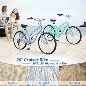 Earth & Table 950843474756 7 Speed Bicycles Multiple Colors 26 Inch Beach Cruiser Bike Earth & Table 950843474756 7 Speed Bicycles Multiple Colors 26 Inch Beach Cruiser Bike