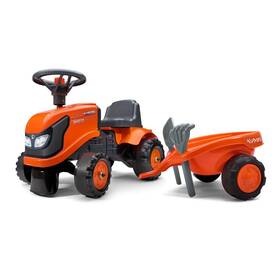 Falk Fa260c Ride-on Push Along Kubota Tractor With Trailer And Garden Tools