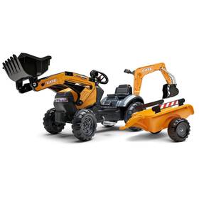 Falk Fa967n Case Construction Pedal Backhoe With Rear Excavator And Trailer Ride On